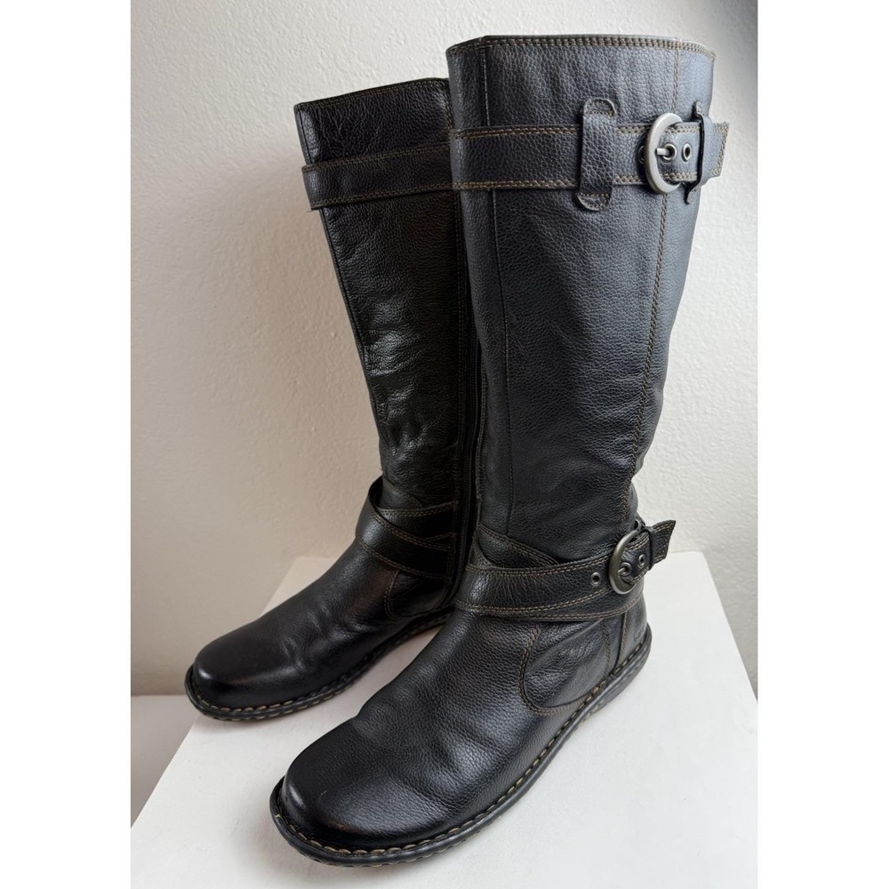 B.O.C Born Concept Austin Black Leather Knee High Riding Boots Womens Size 8/39